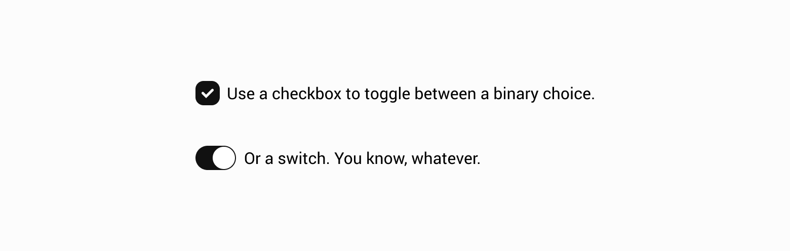Checkbox and switch