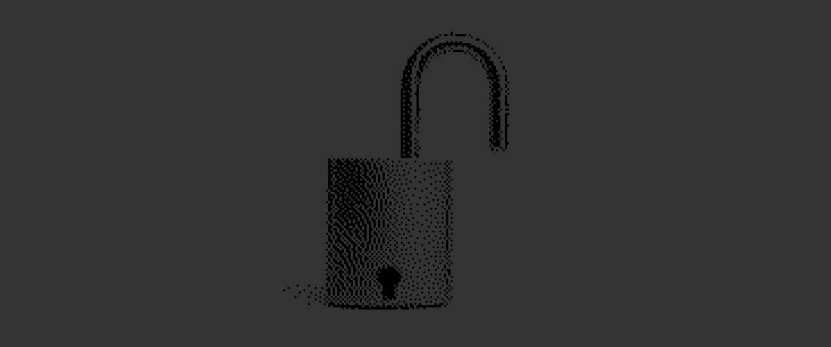 A halftone image of an unlocked lock